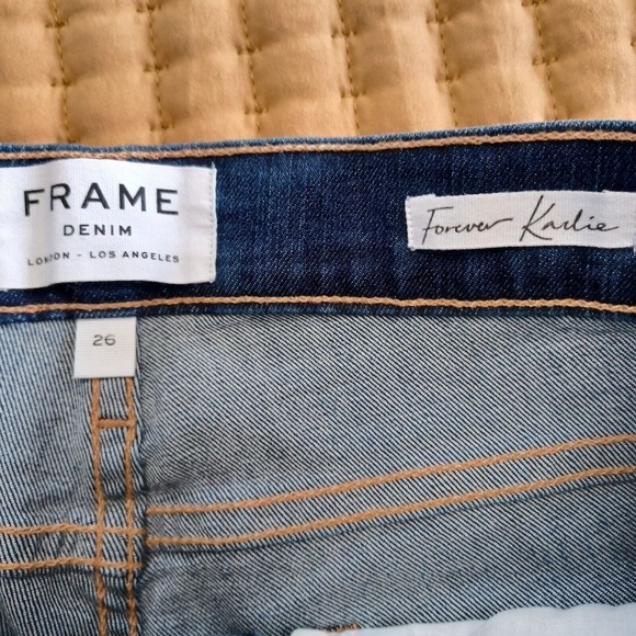 Frame Denim Women's Size 26 Forever Karlie Skinny Jeans Medium Wash Raw Hem EUC - Picture 6 of 9